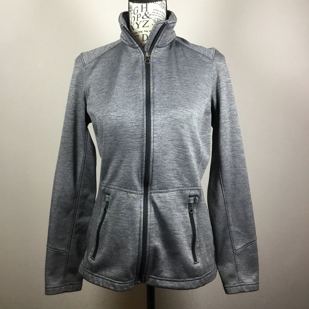 Port Authority athletic sports zip up grey jacket walking running work out XS
